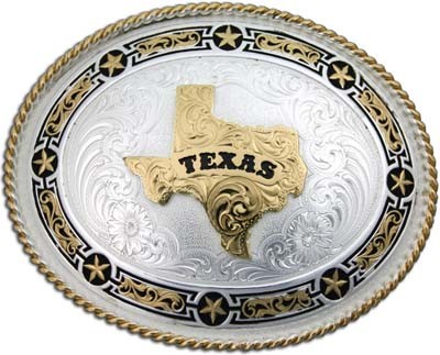 Large Stars and Filigree Texas Buckle