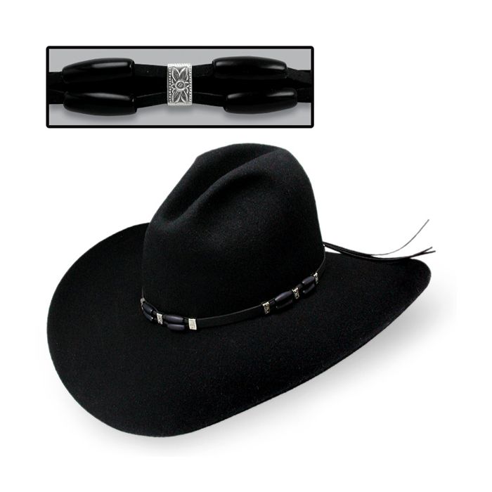 San Antonio Black Felt Cowboy Hat Medium Fits 7-1/8 to 7-1/4