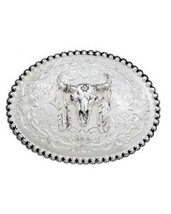 Buffalo Skull with Feathers Buckle 