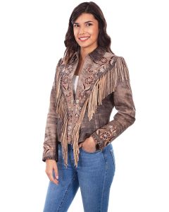 Embroidered Fringe Suede Jacket by Scully